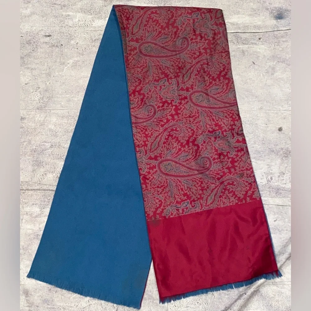 Vintage Christian Dior Wool Reversible Neck Scarf Muffler Gaiter Paisley Pattern
